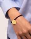 Pulsera Personalizada Medallion Marrón Acero Baño Oro