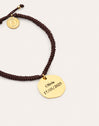 Personalisiertes Medallion Armband Braun, vergoldet
