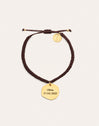 Personalisiertes Medallion Armband Braun, vergoldet