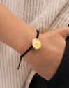 Pulsera Personalizada Medallón Organic Negro Acero Baño Oro