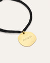 Pulsera Personalizada Medallón Organic Negro Acero Baño Oro