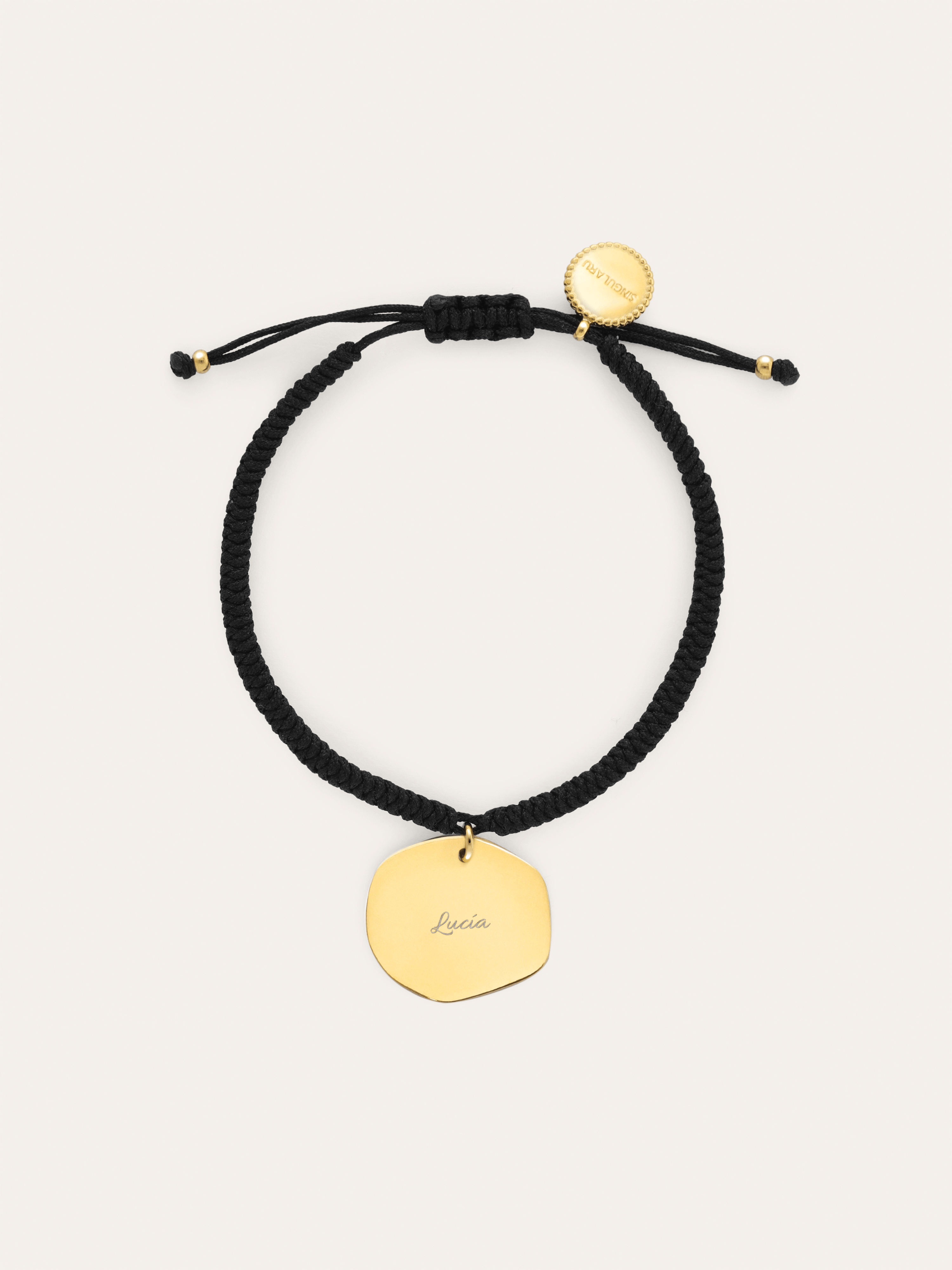 Pulsera Personalizada Medallón Organic Negro Acero Baño Oro