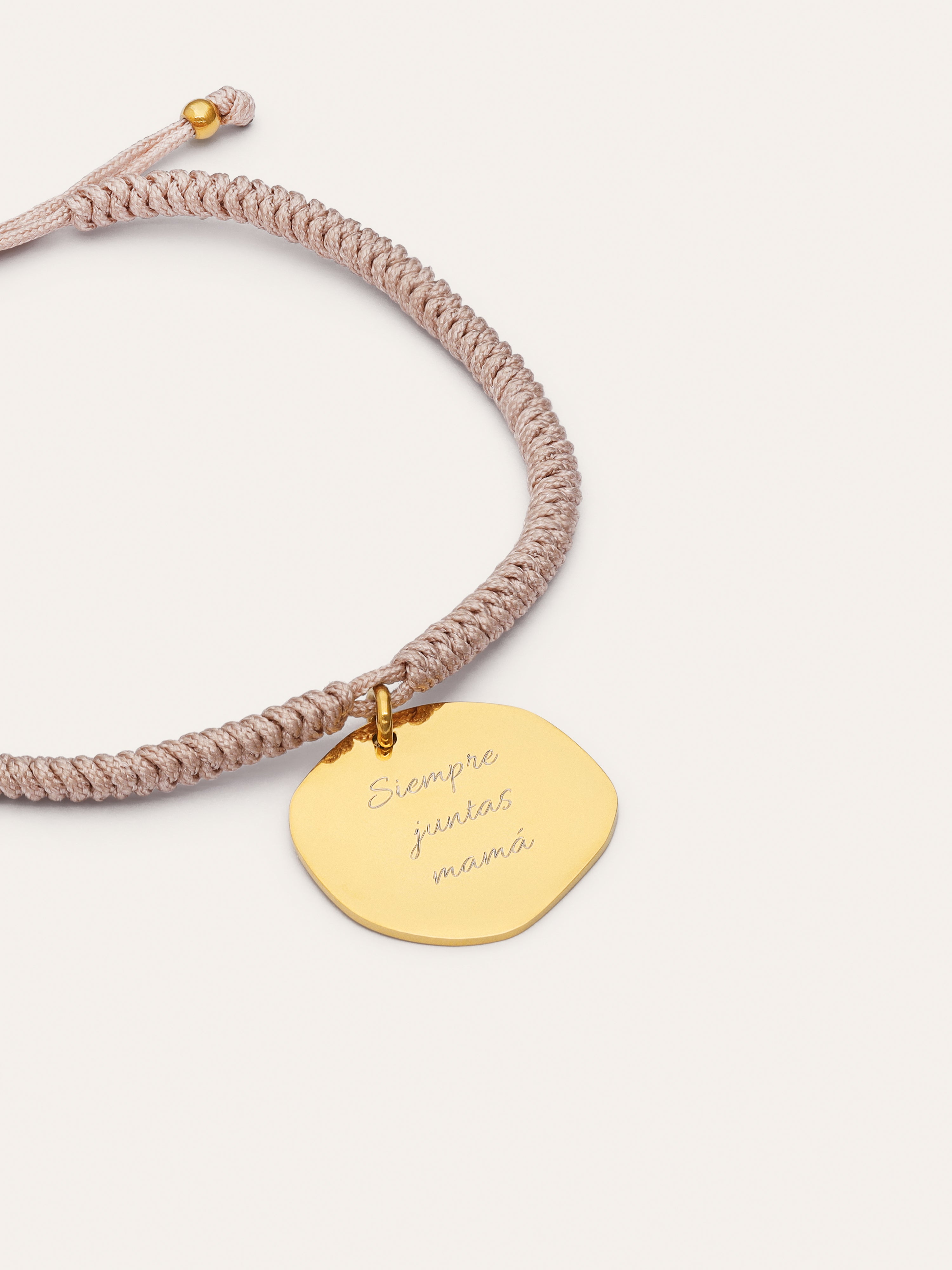 Pulsera Personalizada Medallón Organic Rosa Acero Baño Oro