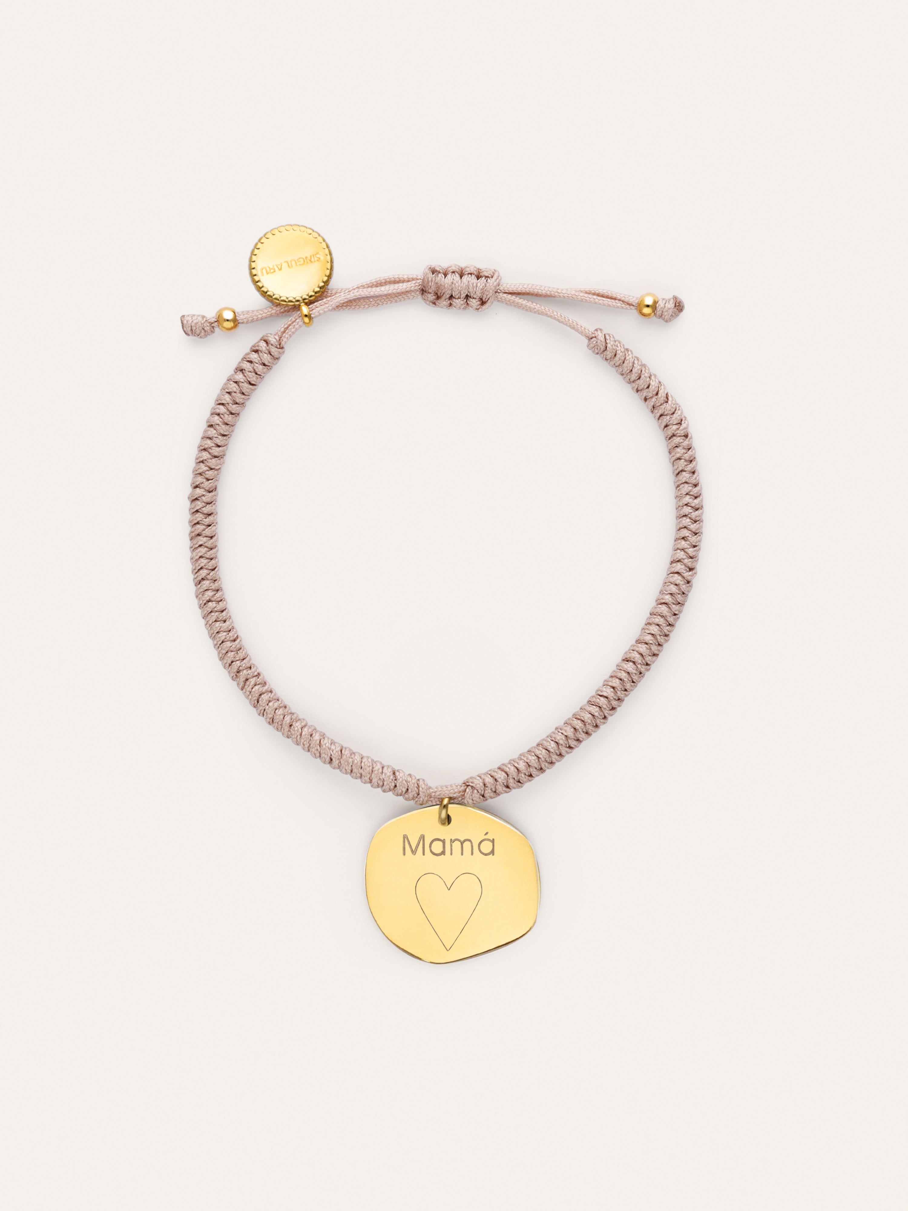 Pulsera Personalizada Medallón Organic Rosa Acero Baño Oro
