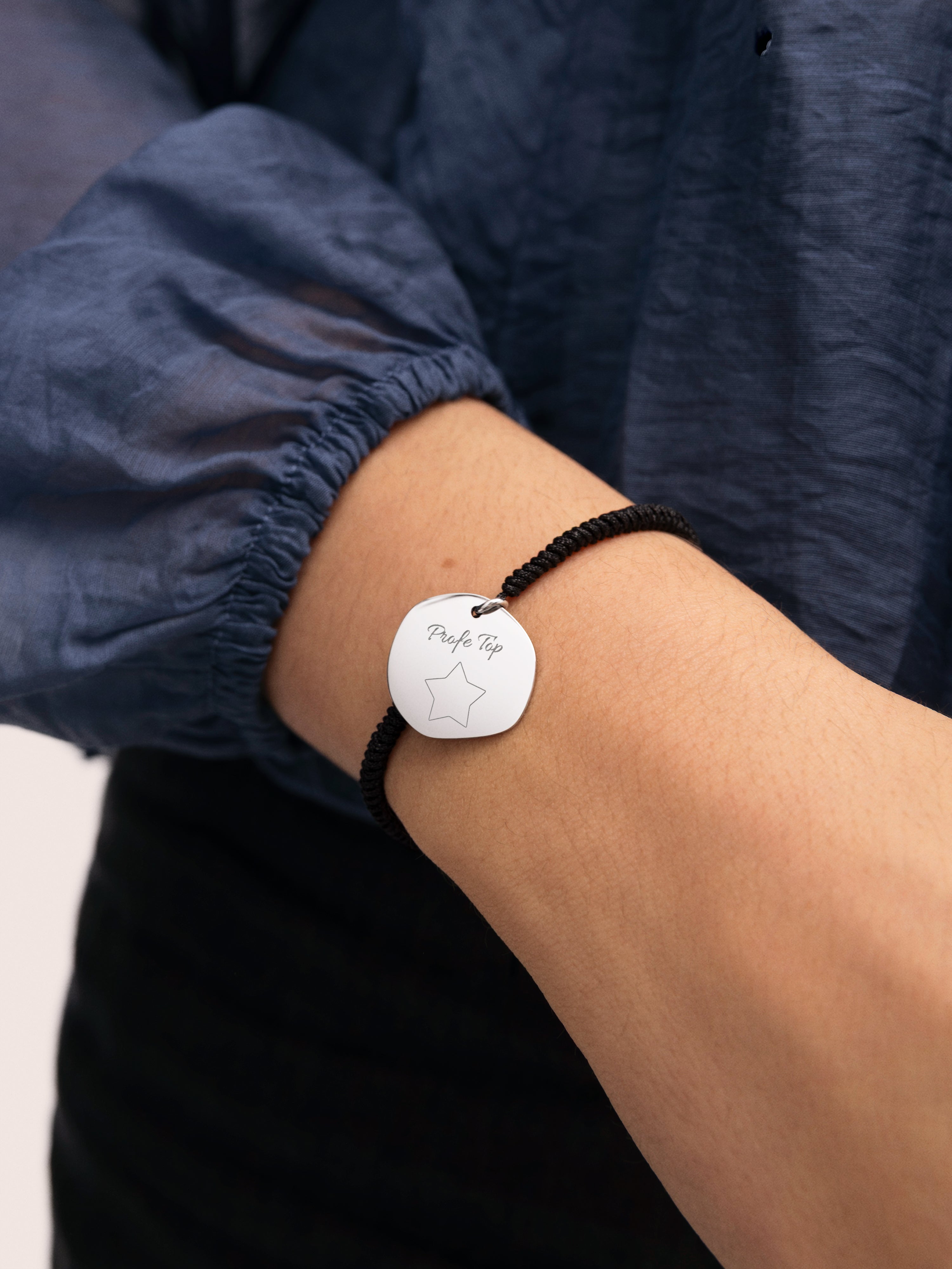 Pulsera Personalizada Medallón Organic Negro Acero