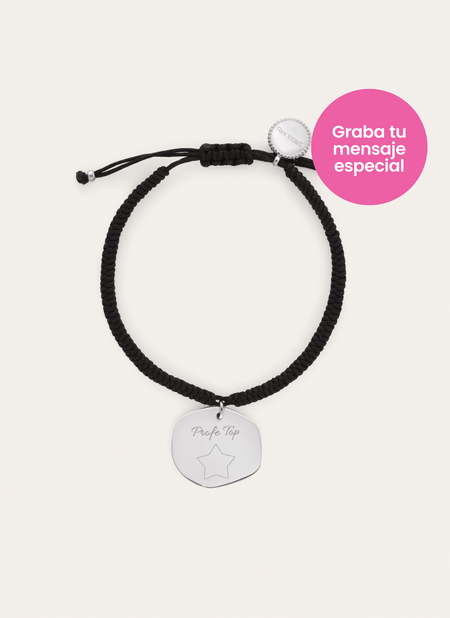 Pulsera Personalizada Medallón Organic Negro Acero