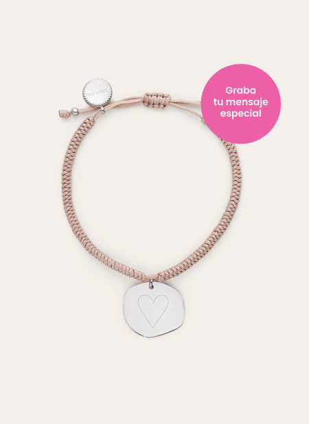 Pulseira Personalizada Medalhão Organic Rosa Aço