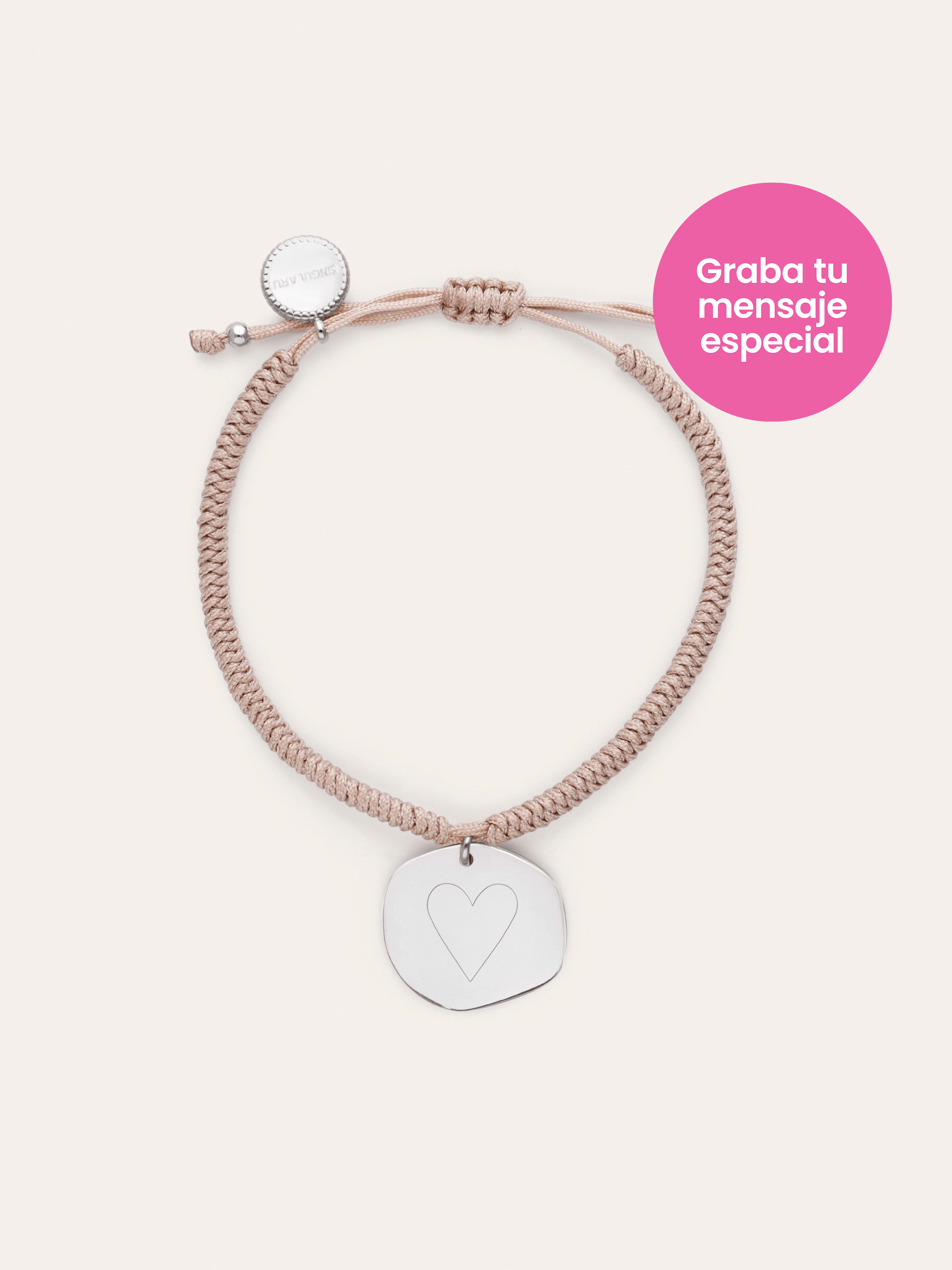Pulsera Personalizada Medallón Organic Rosa Acero