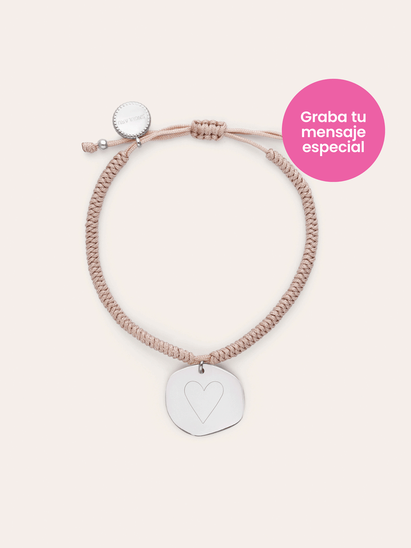 Pulsera Personalizada Medallón Organic Rosa Acero