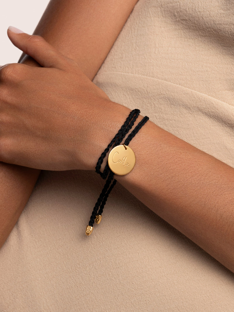 Gepersonaliseerde armband Dream Zwart Zilver Verguld met Goud