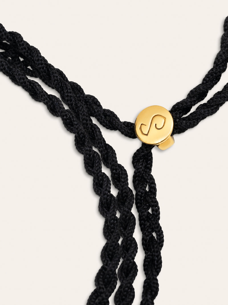 Gepersonaliseerde armband Dream Zwart Zilver Verguld met Goud