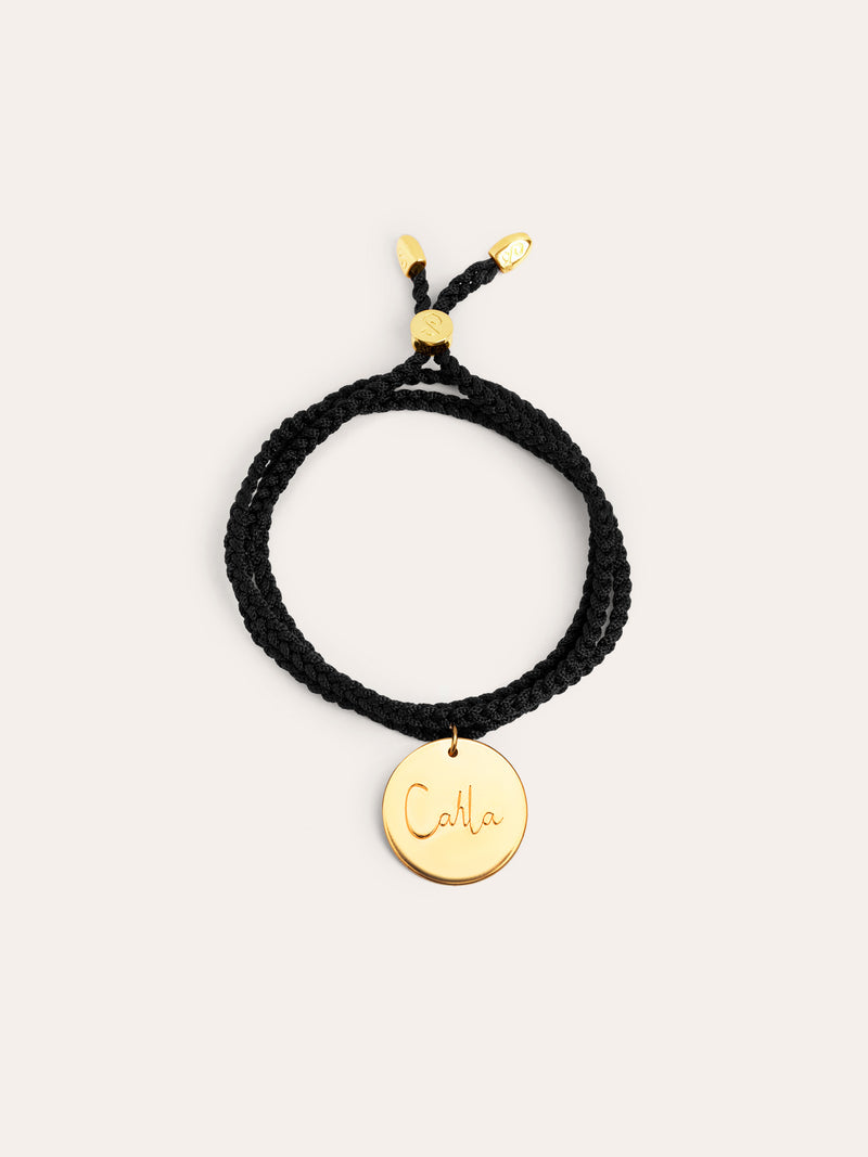 Gepersonaliseerde armband Dream Zwart Zilver Verguld met Goud