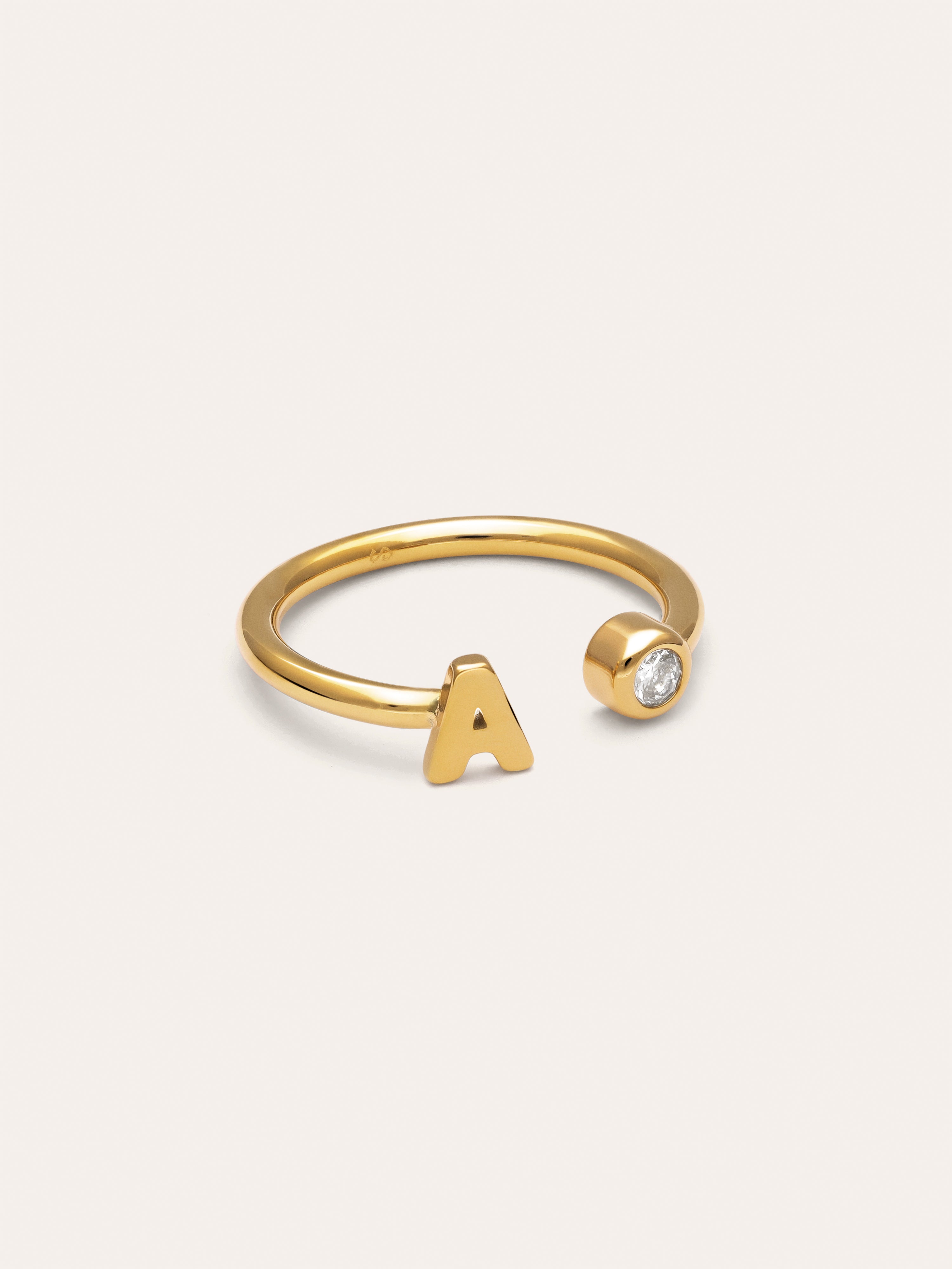Personalized Ring Letter Spark Steel 18kt Gold Plated