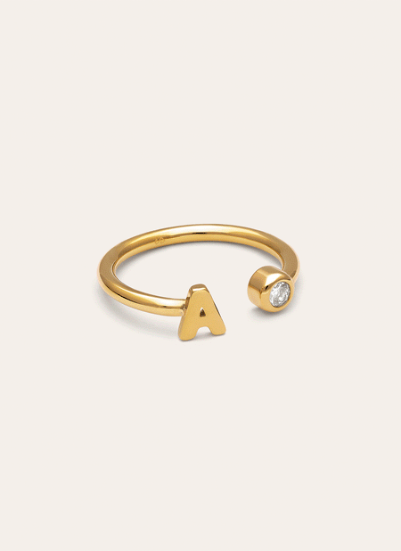 Personalisierter Ring Letter Spark Edelstahl mit 18kt Goldbeschichtung