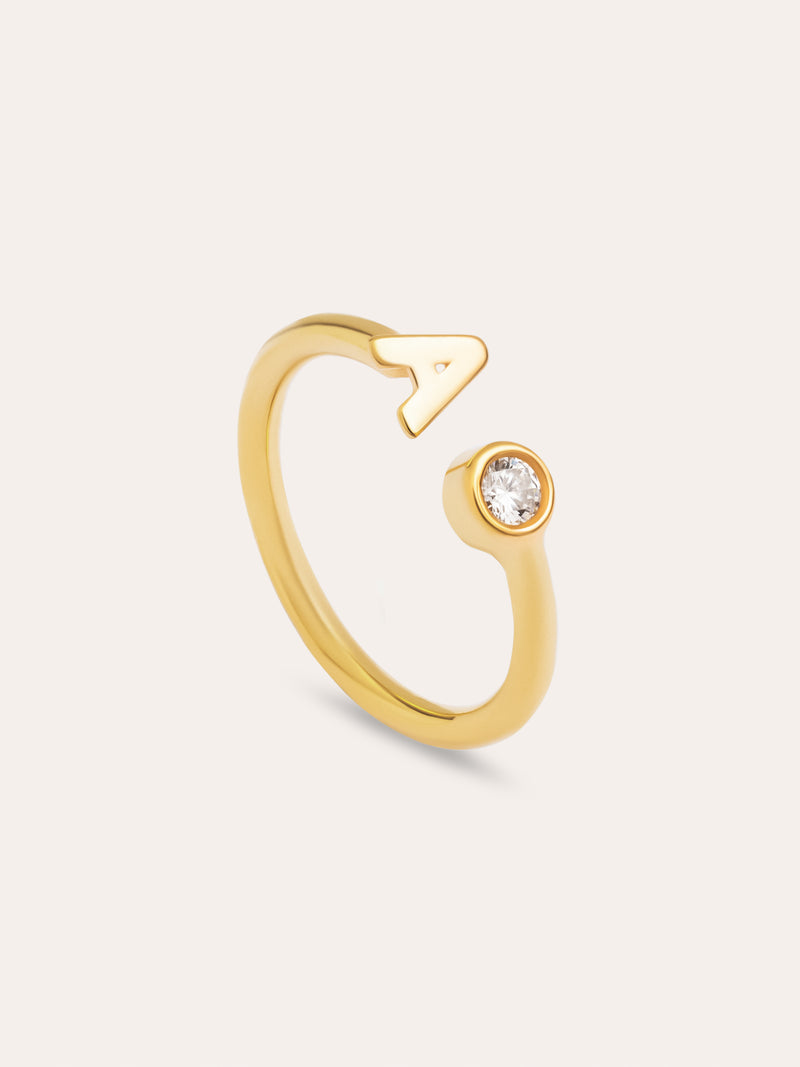 Personalisierter Letter Spark Ring Silber, vergoldet
