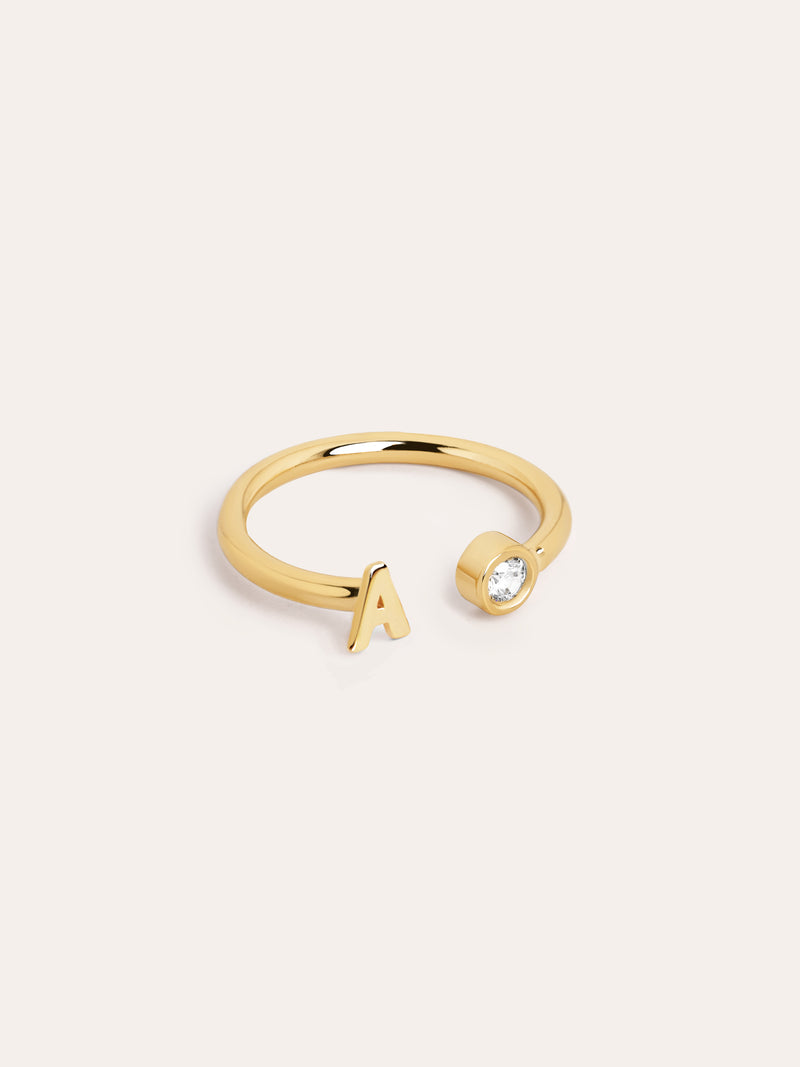 Personalisierter Letter Spark Ring Silber, vergoldet
