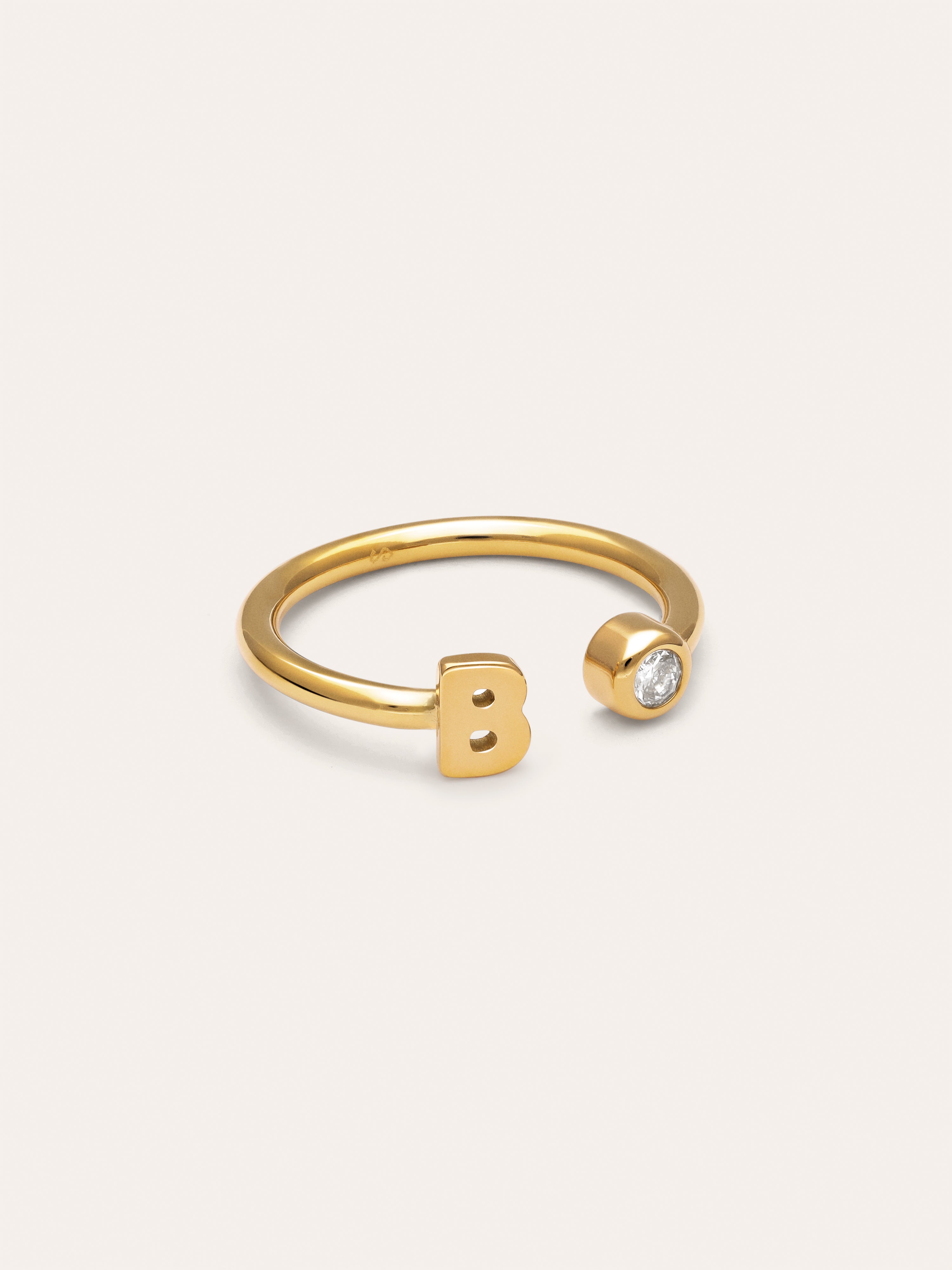 Personalized Ring Letter Spark Steel 18kt Gold Plated