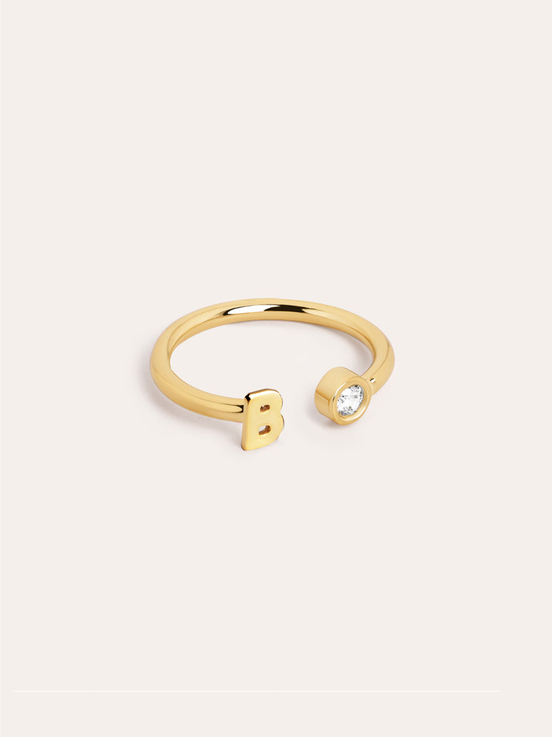 Personalisierter Letter Spark Ring Silber, vergoldet
