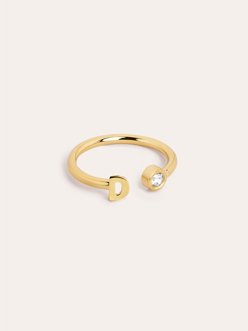 Personalisierter Letter Spark Ring Silber, vergoldet

