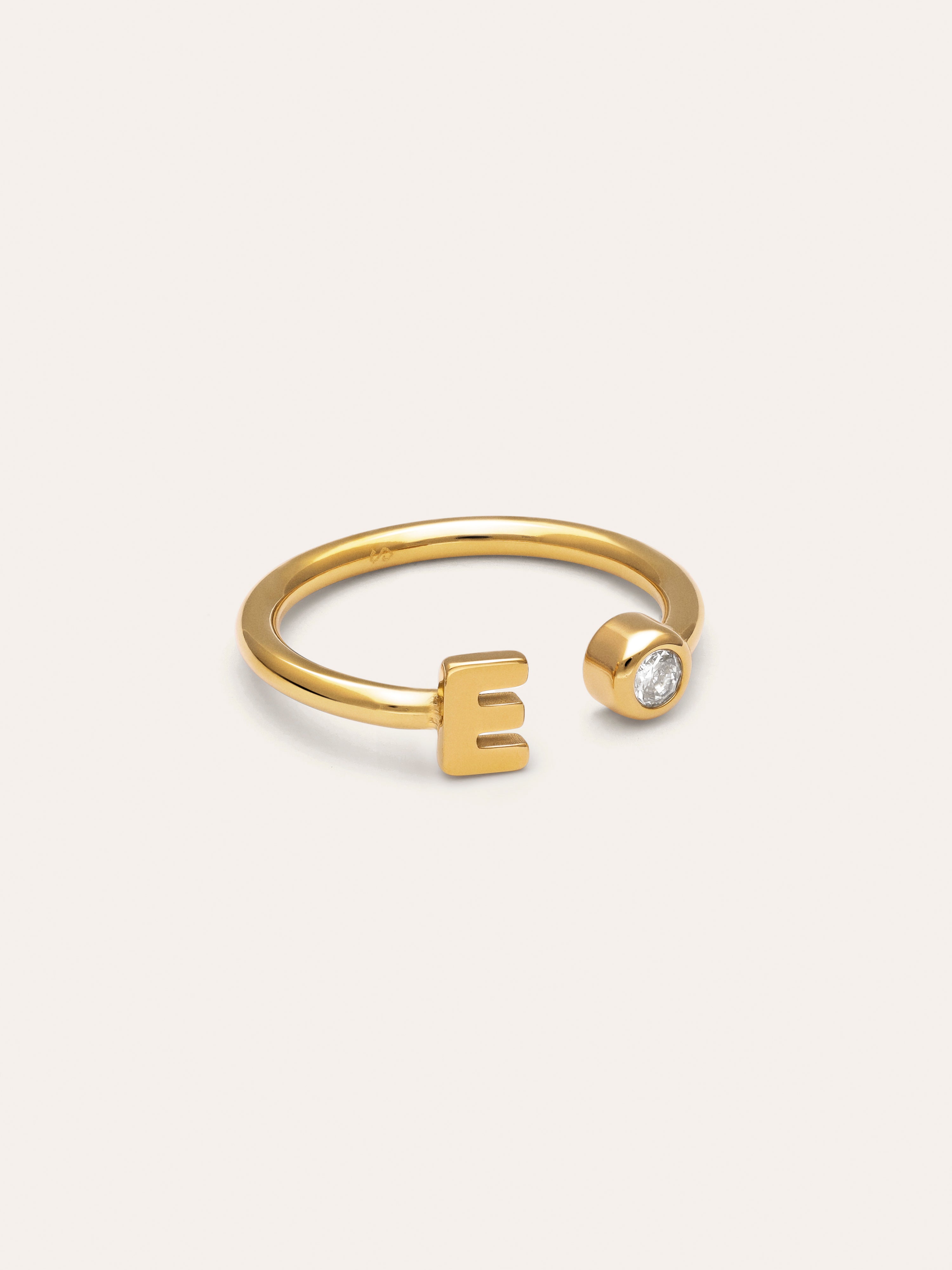 Personalized Ring Letter Spark Steel 18kt Gold Plated