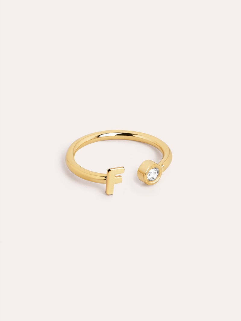 Personalisierter Letter Spark Ring Silber, vergoldet
