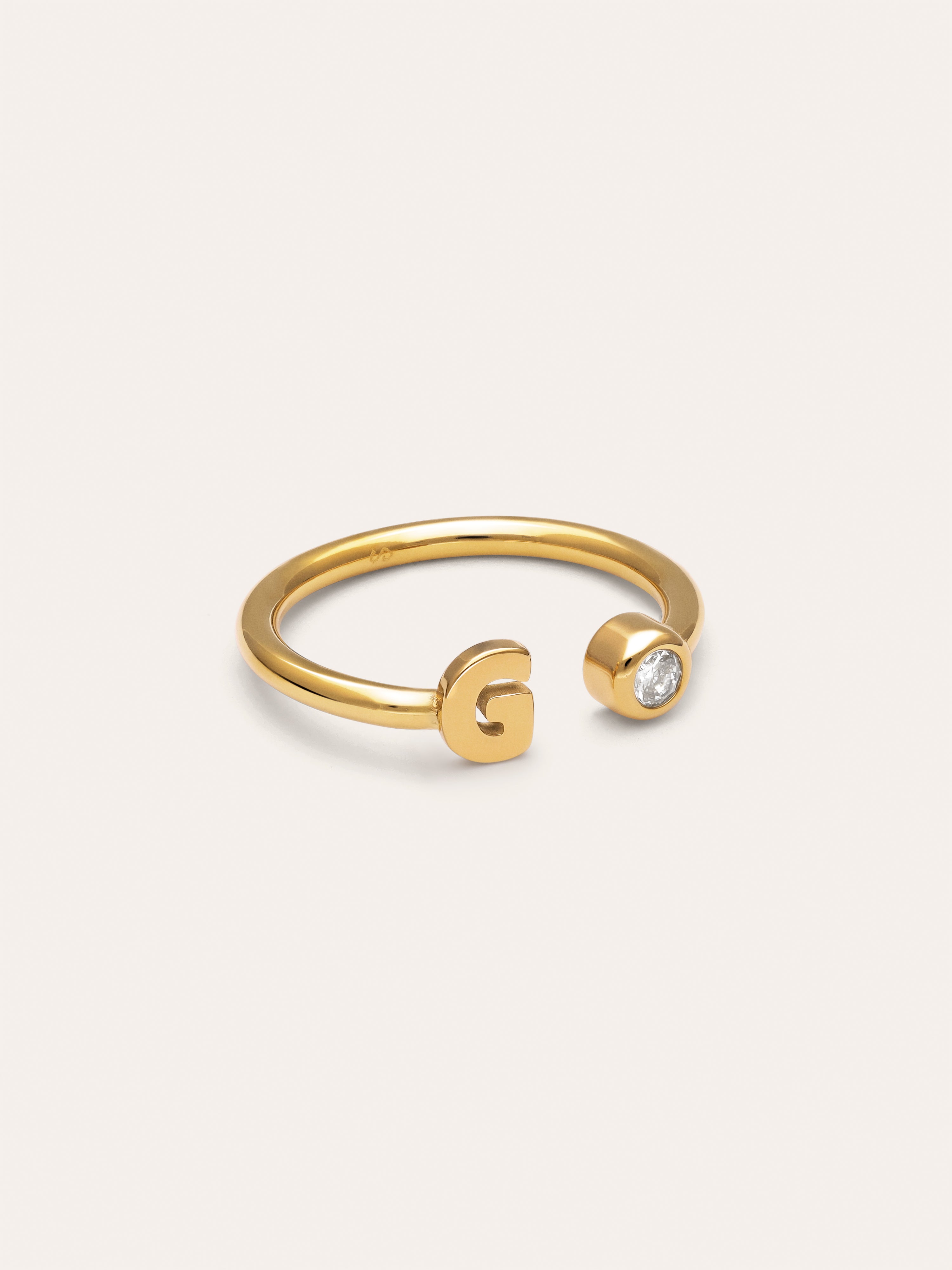 Personalized Ring Letter Spark Steel 18kt Gold Plated