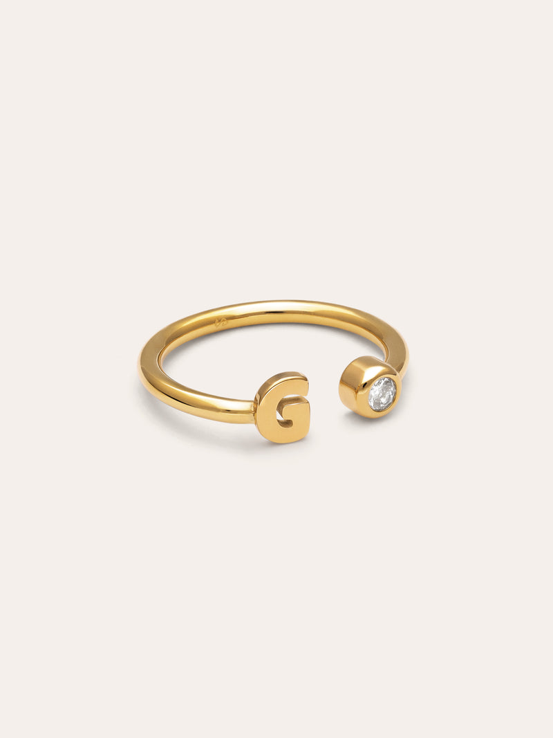 Personalized Ring Letter Spark Steel 18kt Gold Plated