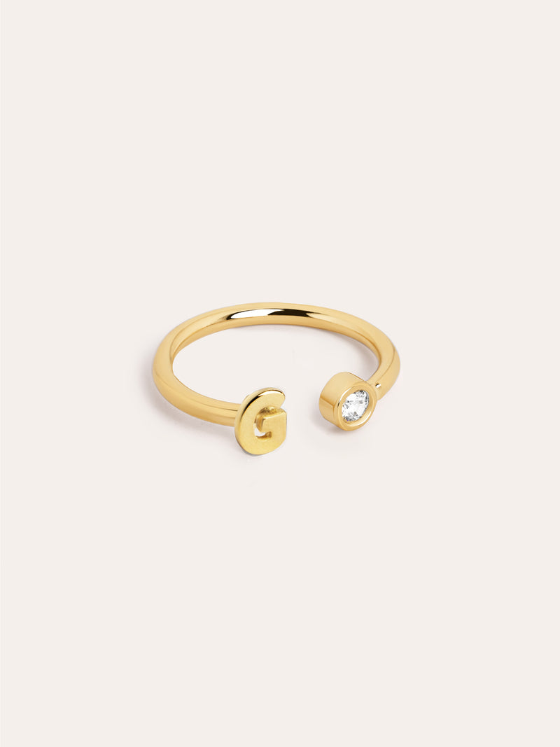 Personalisierter Letter Spark Ring Silber, vergoldet

