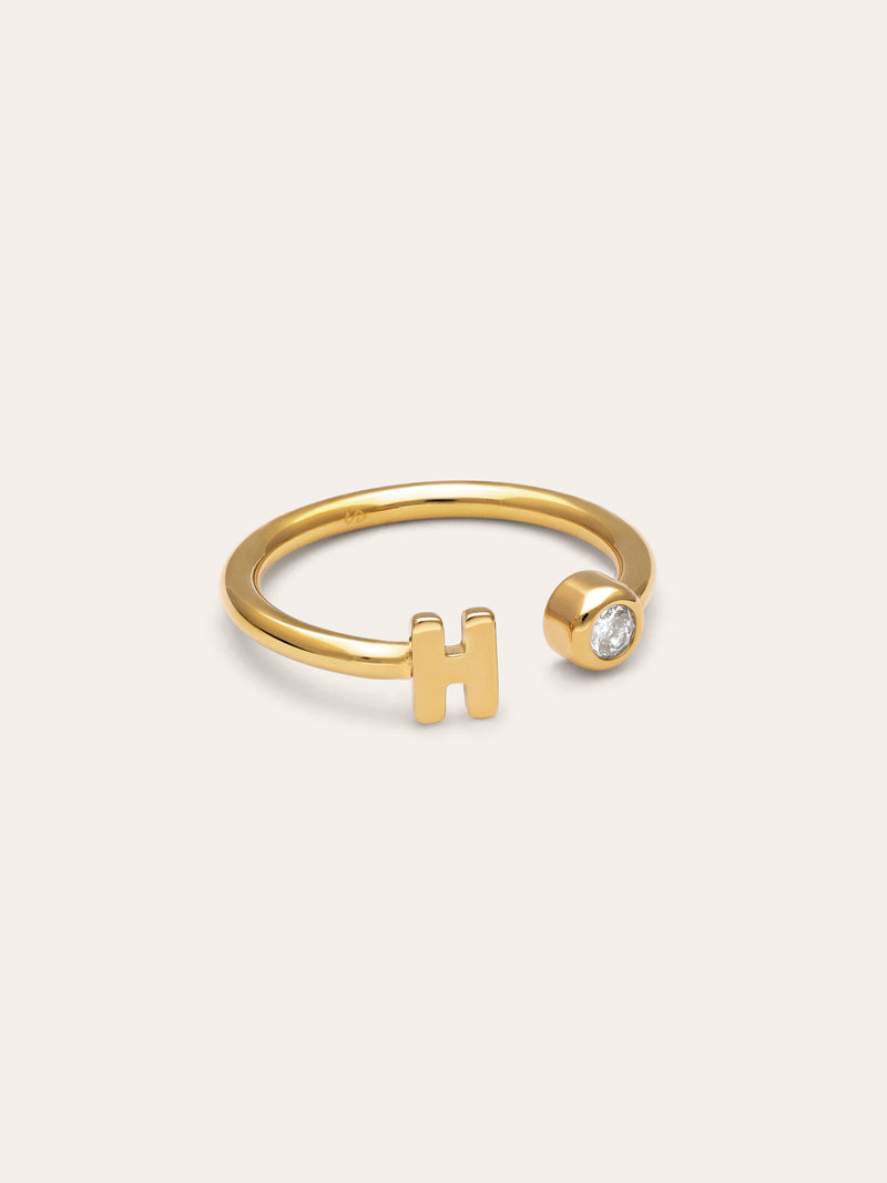 Personalized Ring Letter Spark Steel 18kt Gold Plated