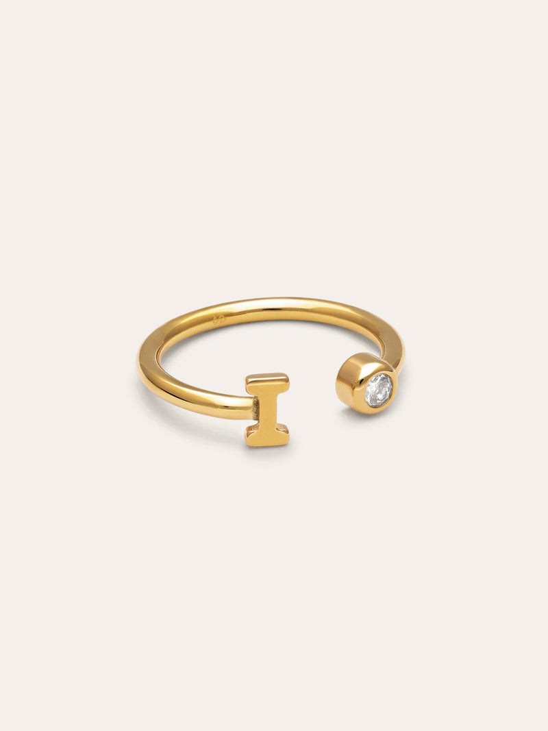 Personalized Ring Letter Spark Steel 18kt Gold Plated