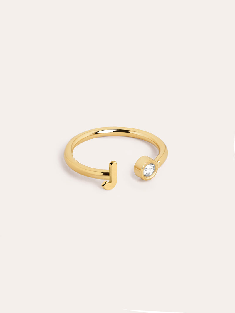 Personalisierter Letter Spark Ring Silber, vergoldet

