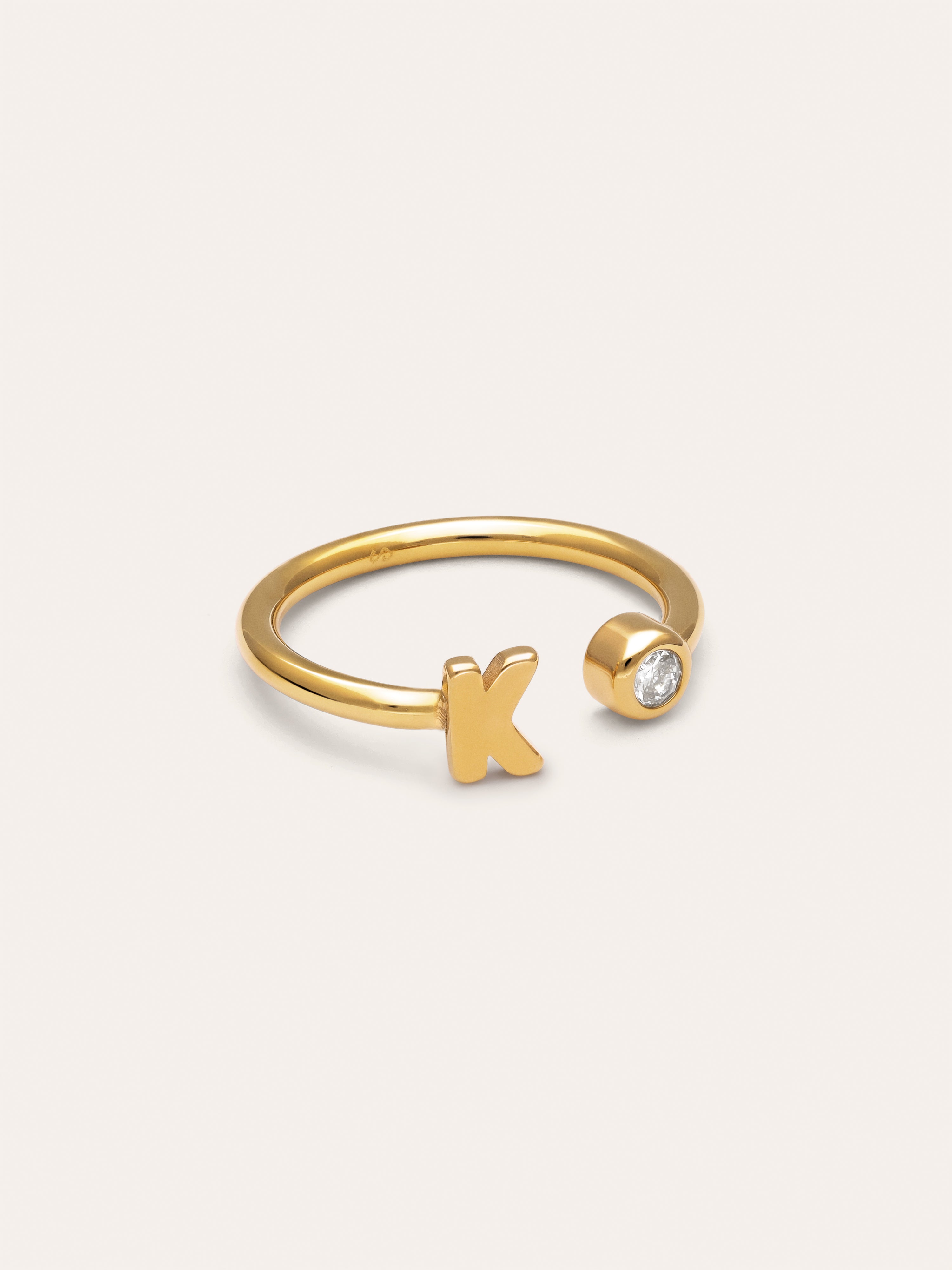 Personalized Ring Letter Spark Steel 18kt Gold Plated