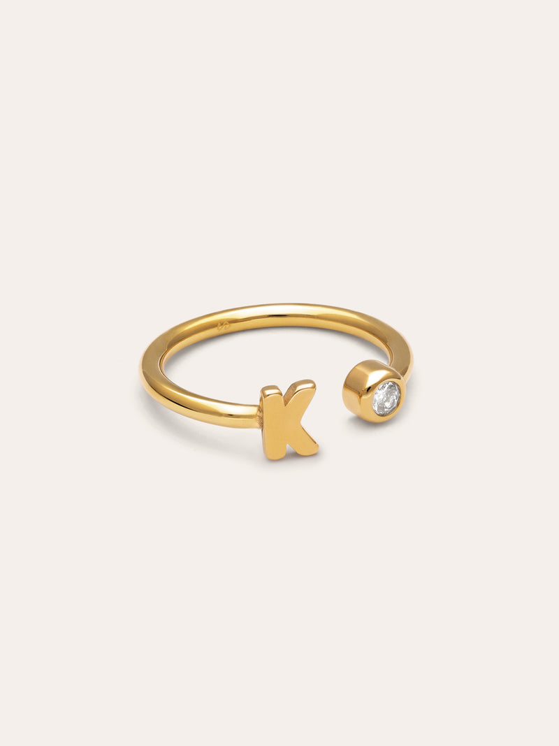 Personalized Ring Letter Spark Steel 18kt Gold Plated