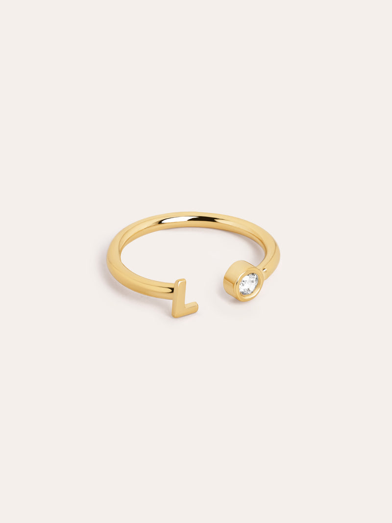 Personalisierter Letter Spark Ring Silber, vergoldet

