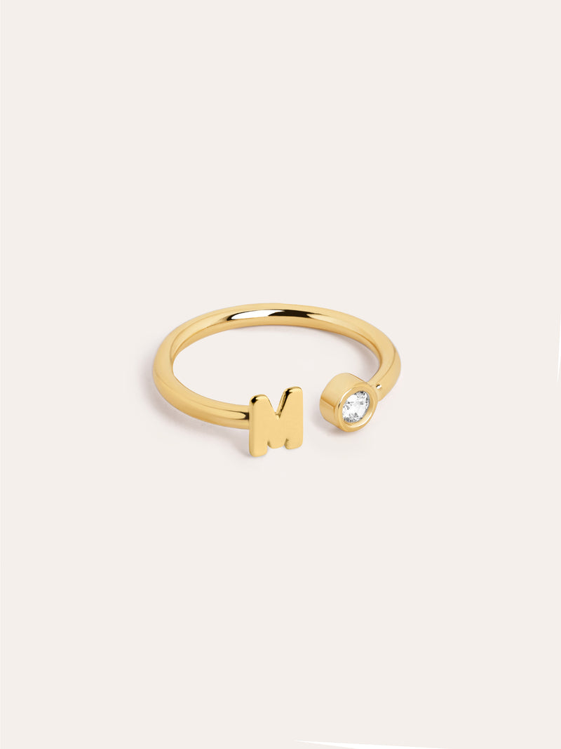 Personalisierter Letter Spark Ring Silber, vergoldet
