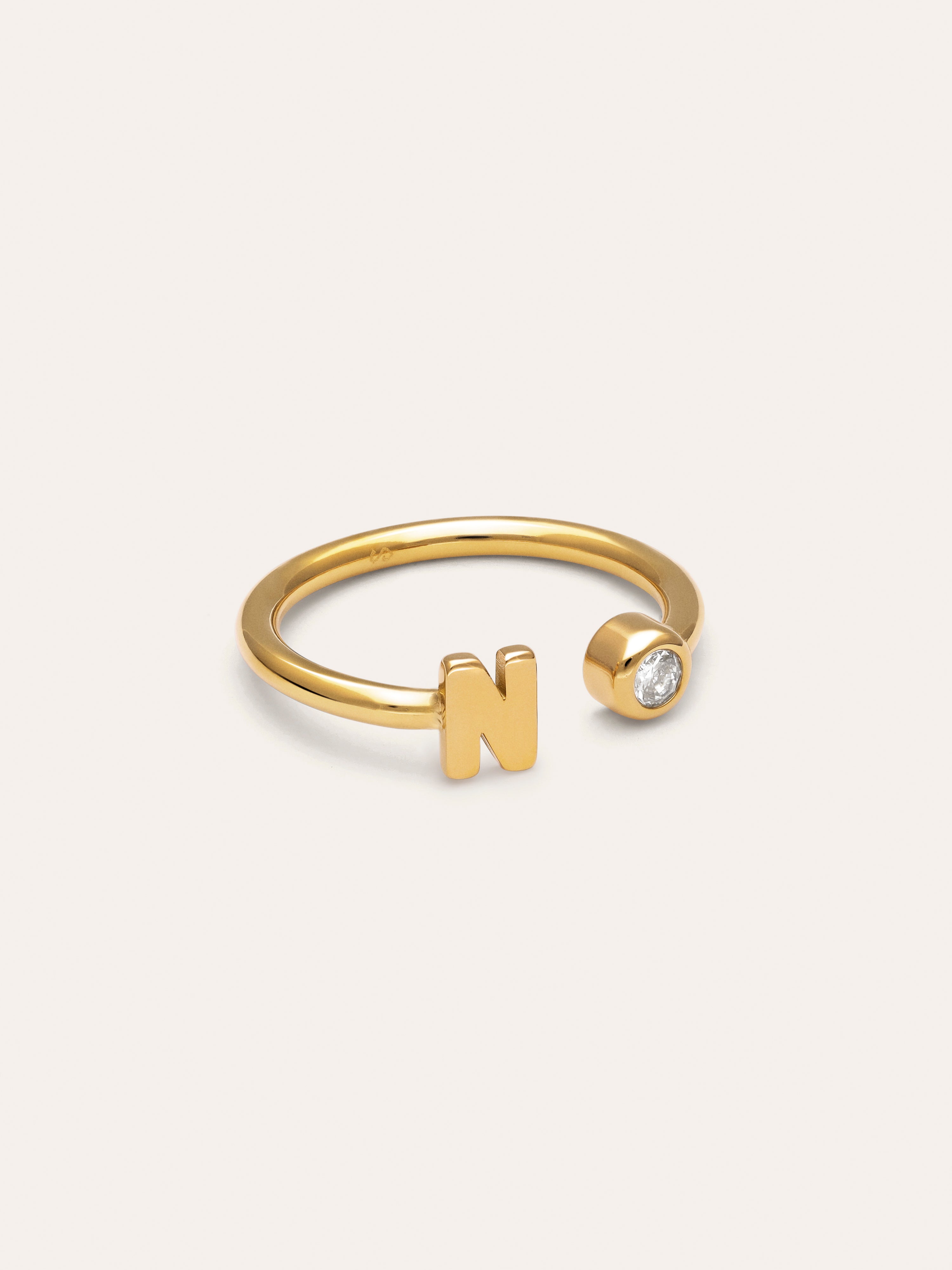 Personalized Ring Letter Spark Steel 18kt Gold Plated
