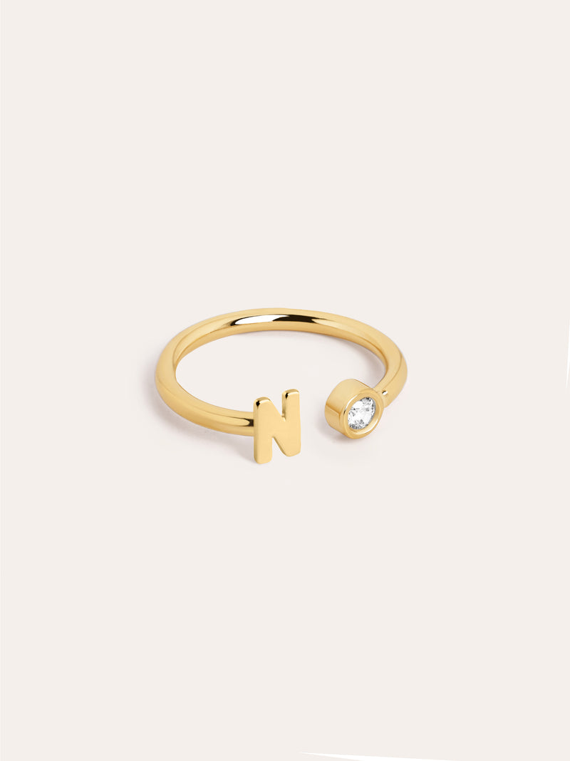 Personalisierter Letter Spark Ring Silber, vergoldet
