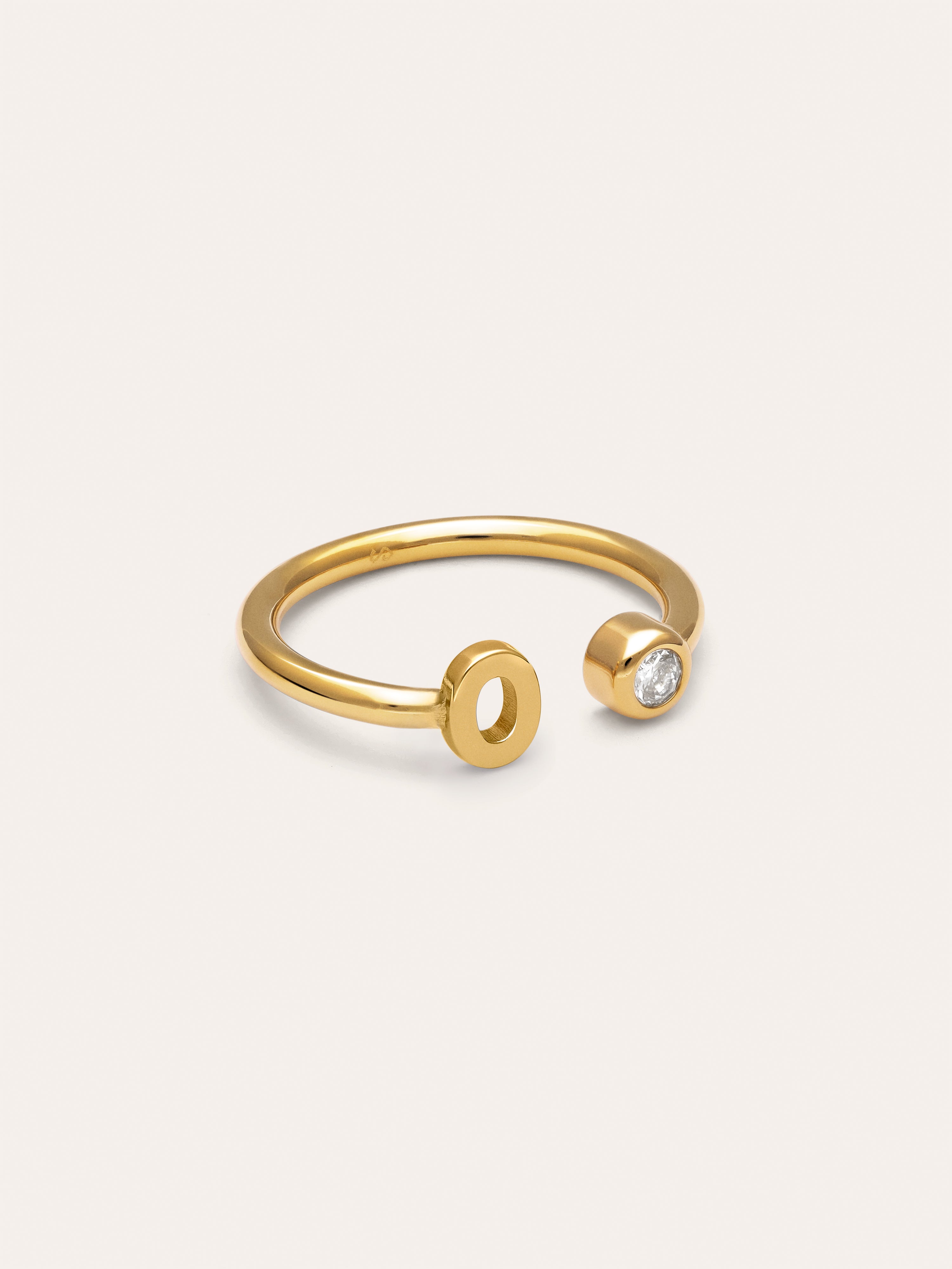 Personalized Ring Letter Spark Steel 18kt Gold Plated