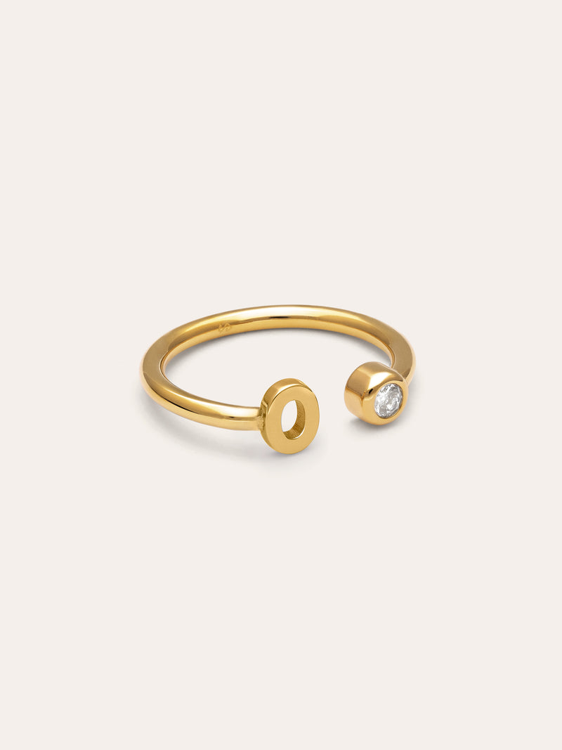 Personalized Ring Letter Spark Steel 18kt Gold Plated
