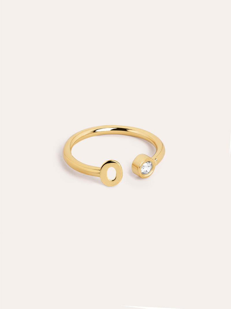 Personalisierter Letter Spark Ring Silber, vergoldet
