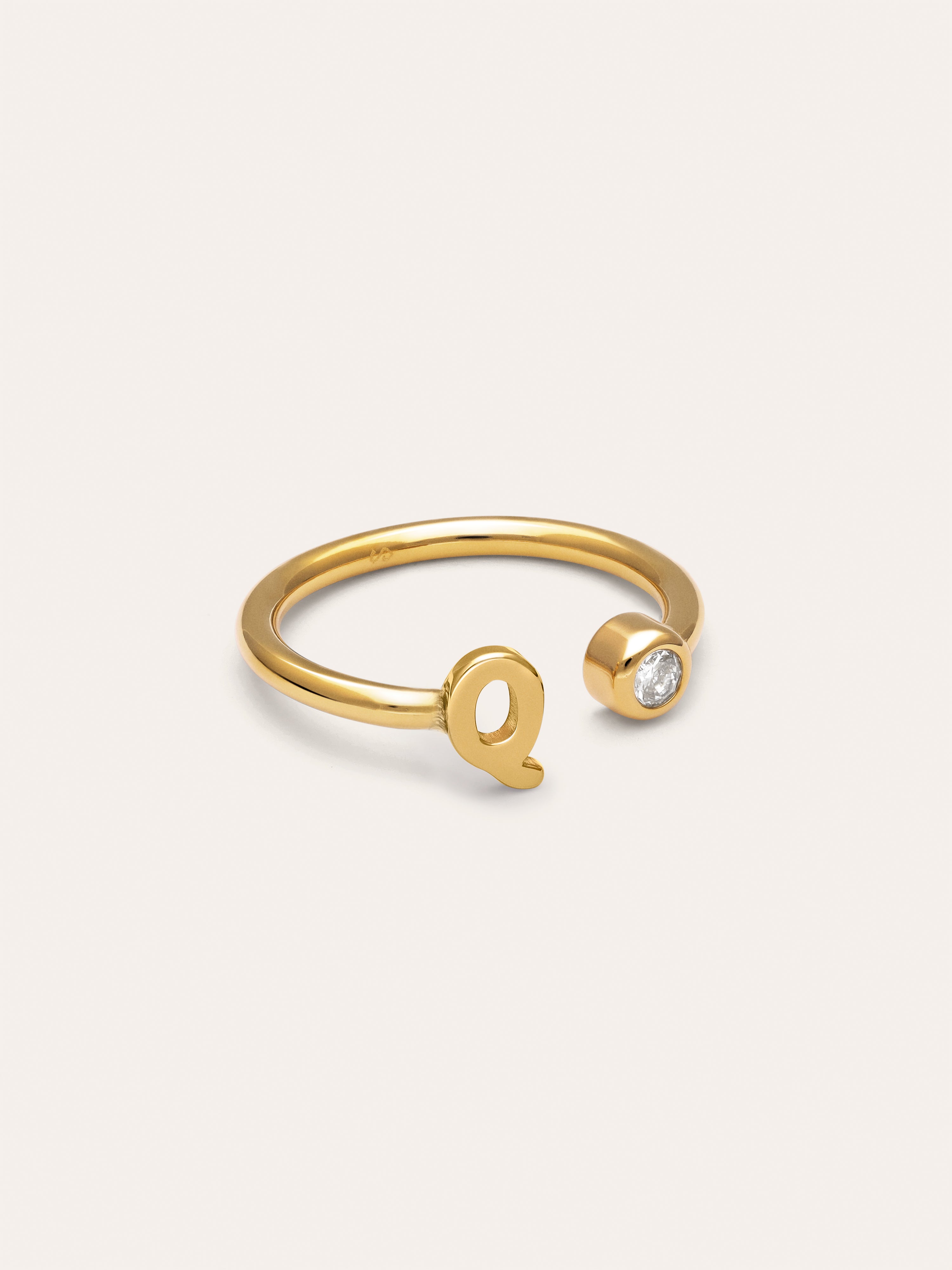 Personalized Ring Letter Spark Steel 18kt Gold Plated