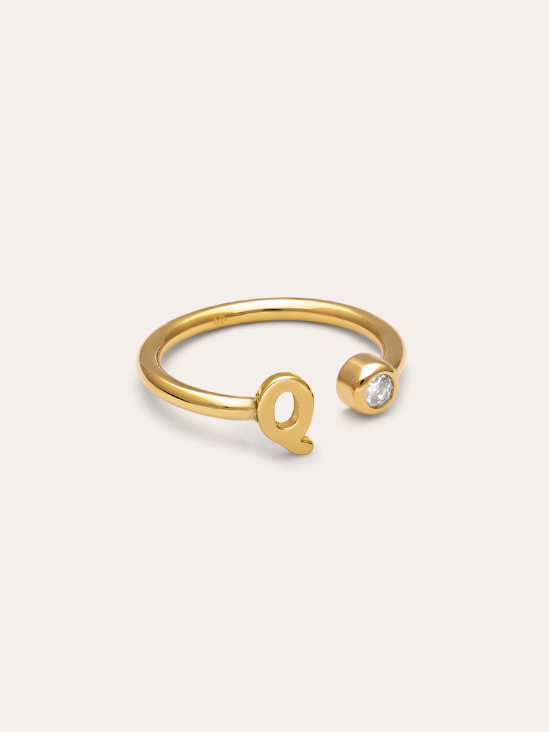 Personalized Ring Letter Spark Steel 18kt Gold Plated