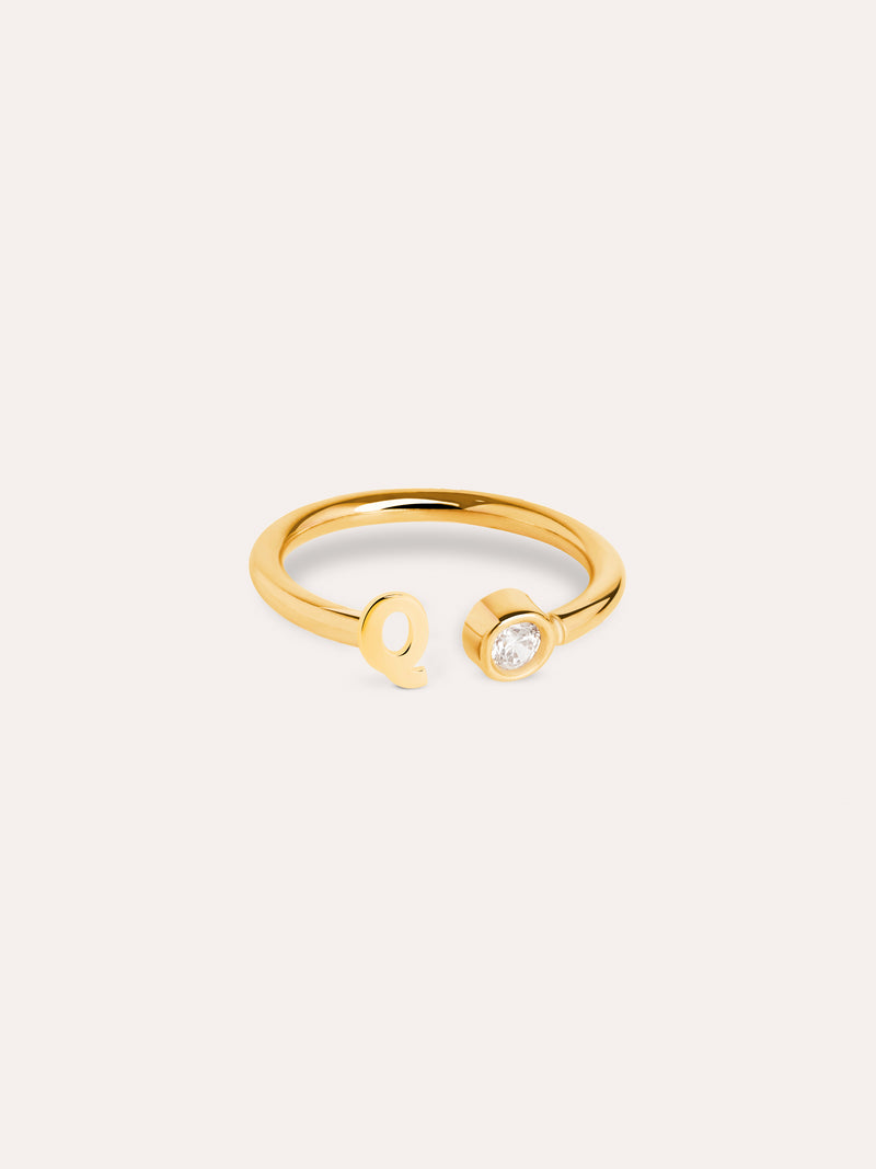 Personalisierter Letter Spark Ring Silber, vergoldet

