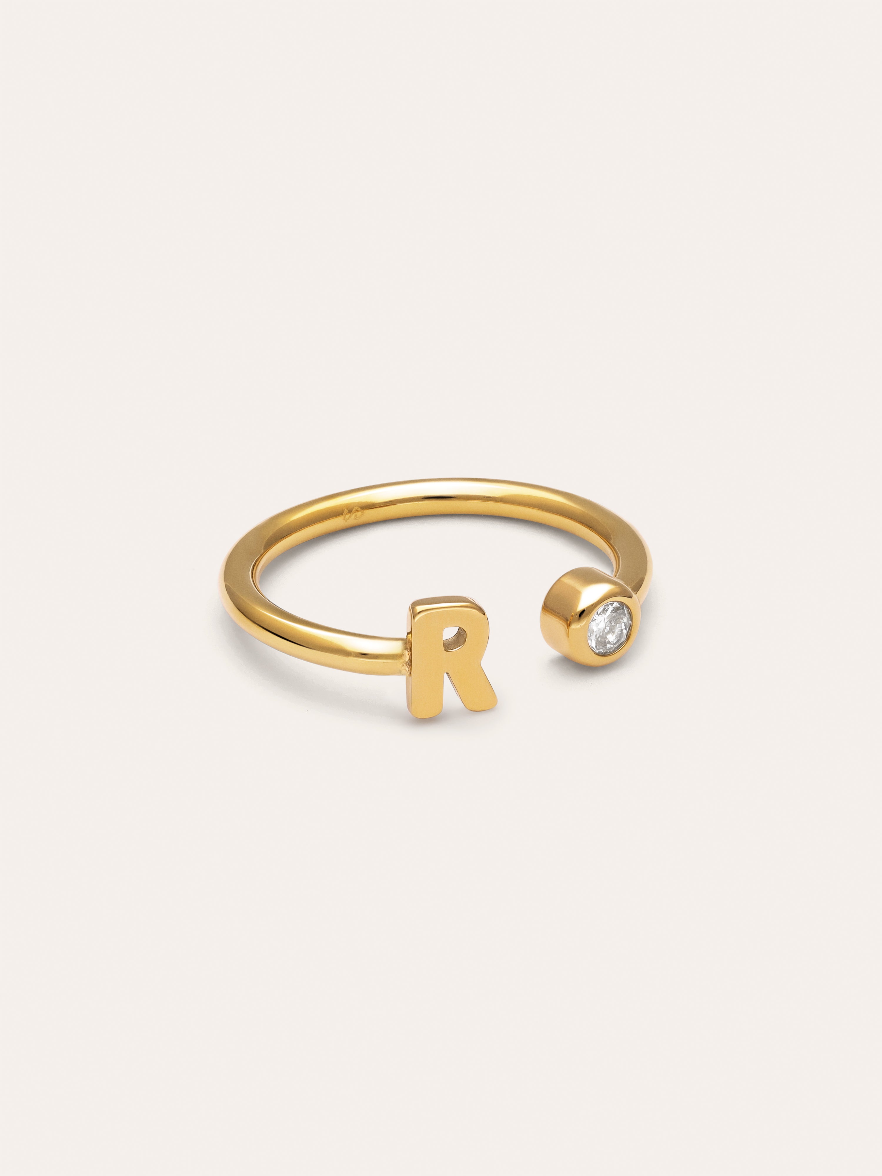 Personalized Ring Letter Spark Steel 18kt Gold Plated