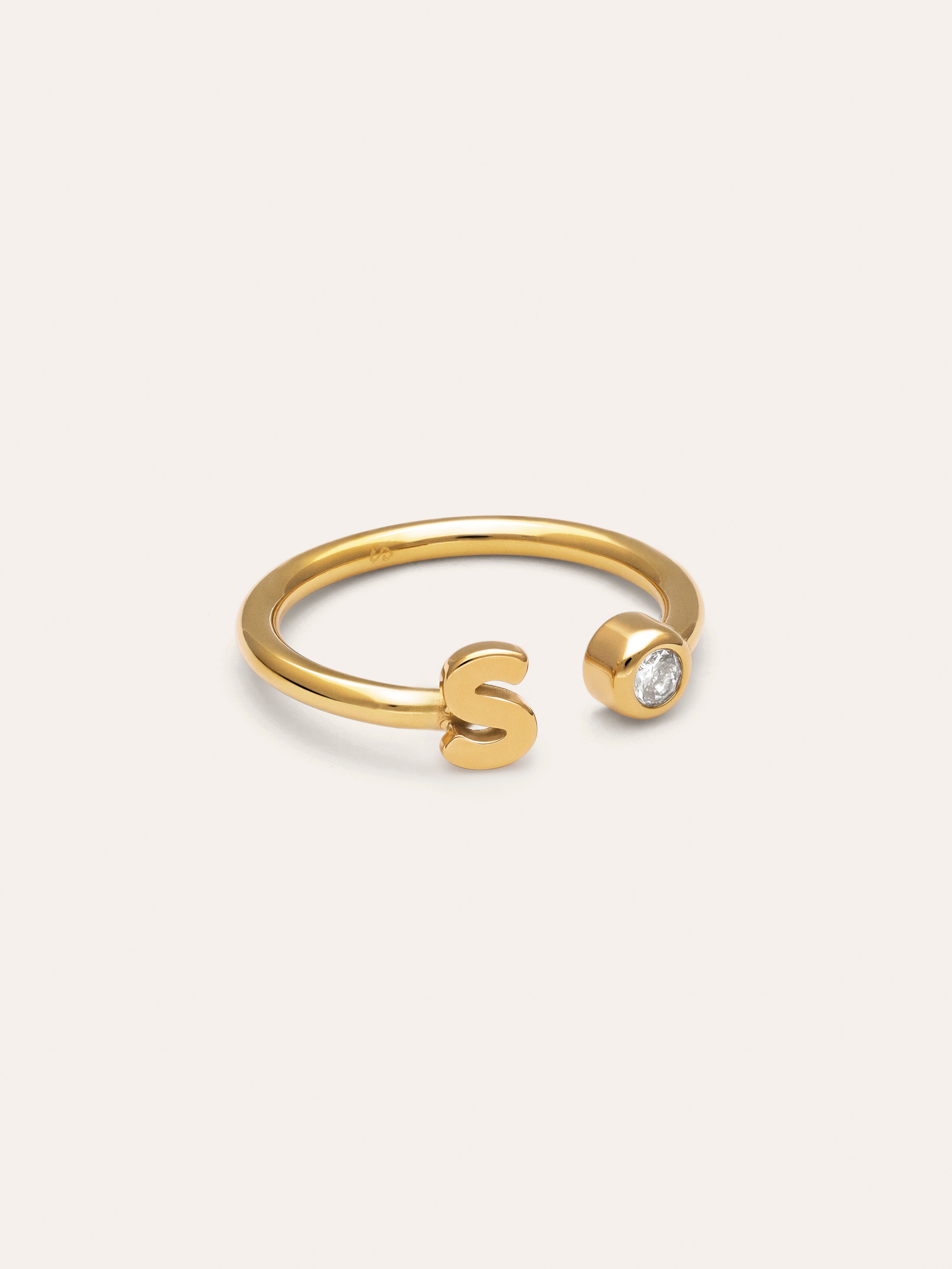 Personalized Ring Letter Spark Steel 18kt Gold Plated