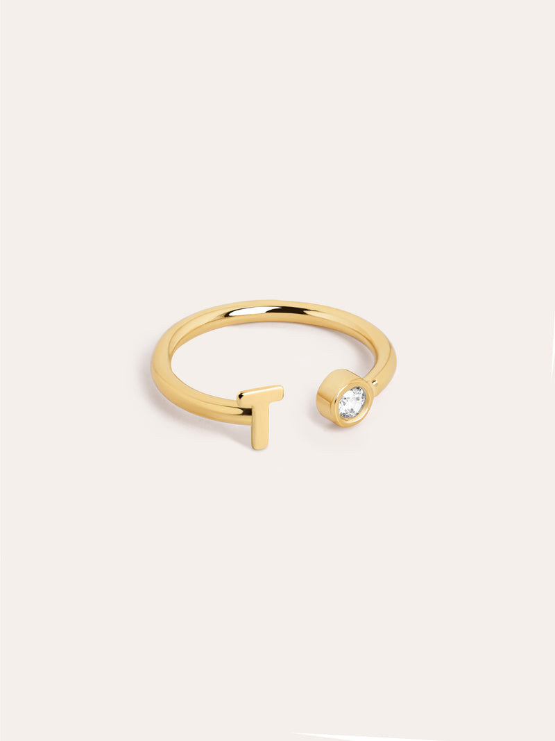 Personalisierter Letter Spark Ring Silber, vergoldet

