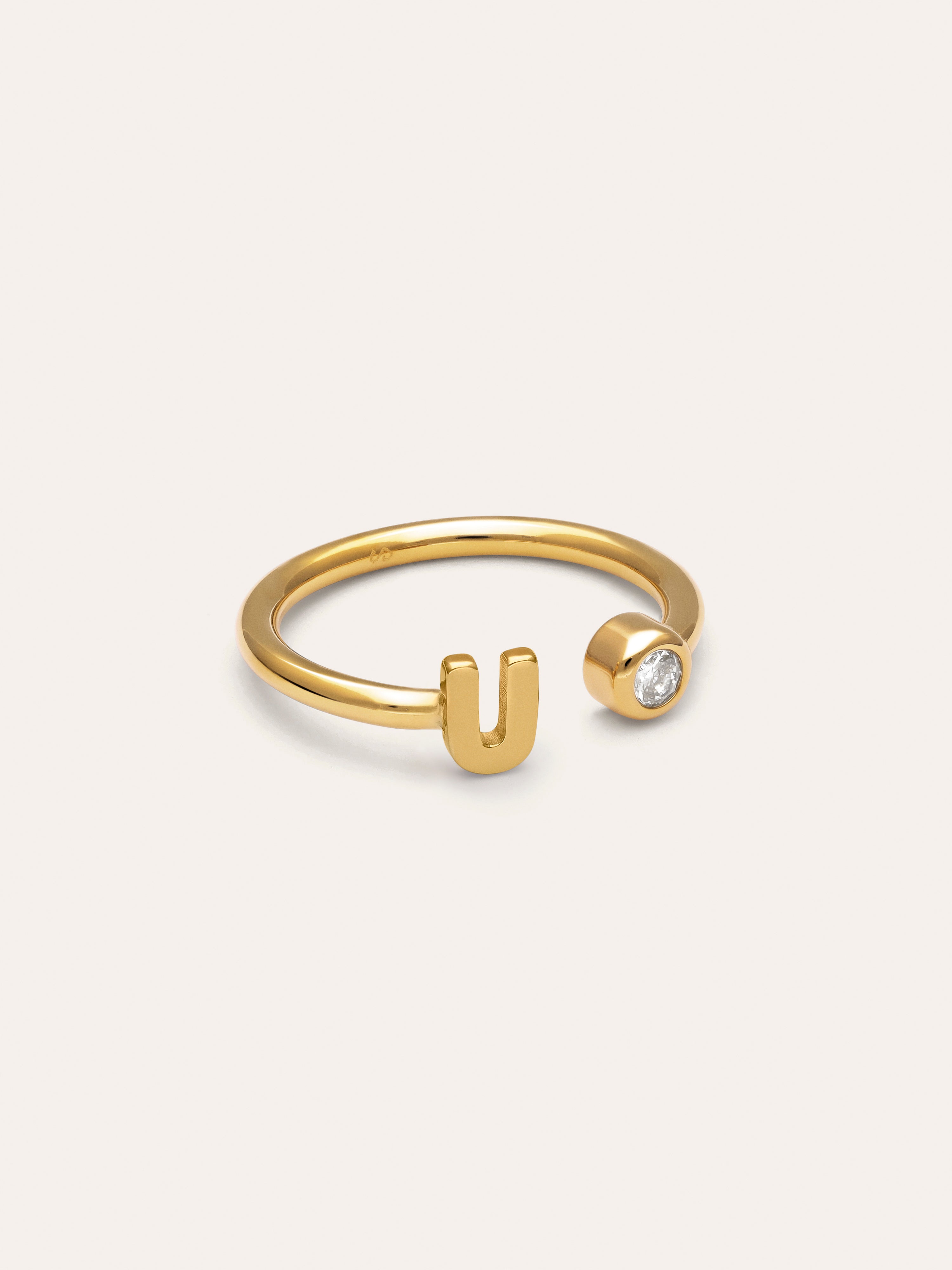 Personalized Ring Letter Spark Steel 18kt Gold Plated