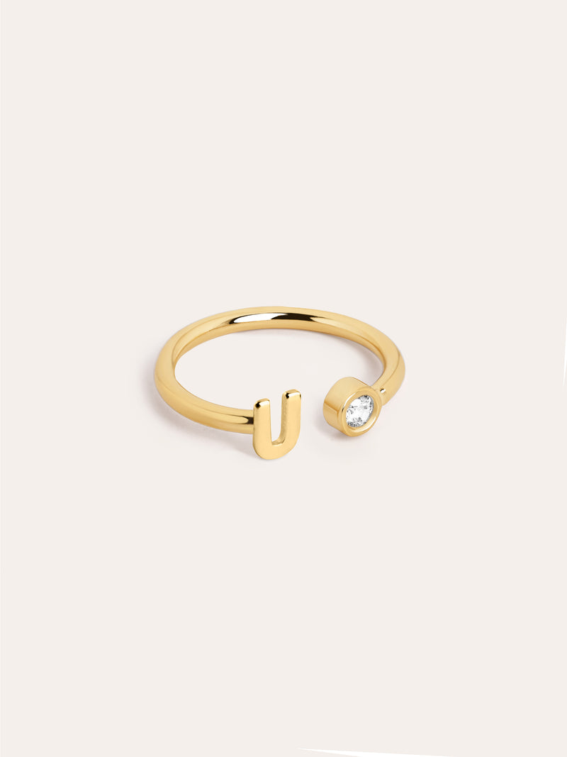 Personalisierter Letter Spark Ring Silber, vergoldet
