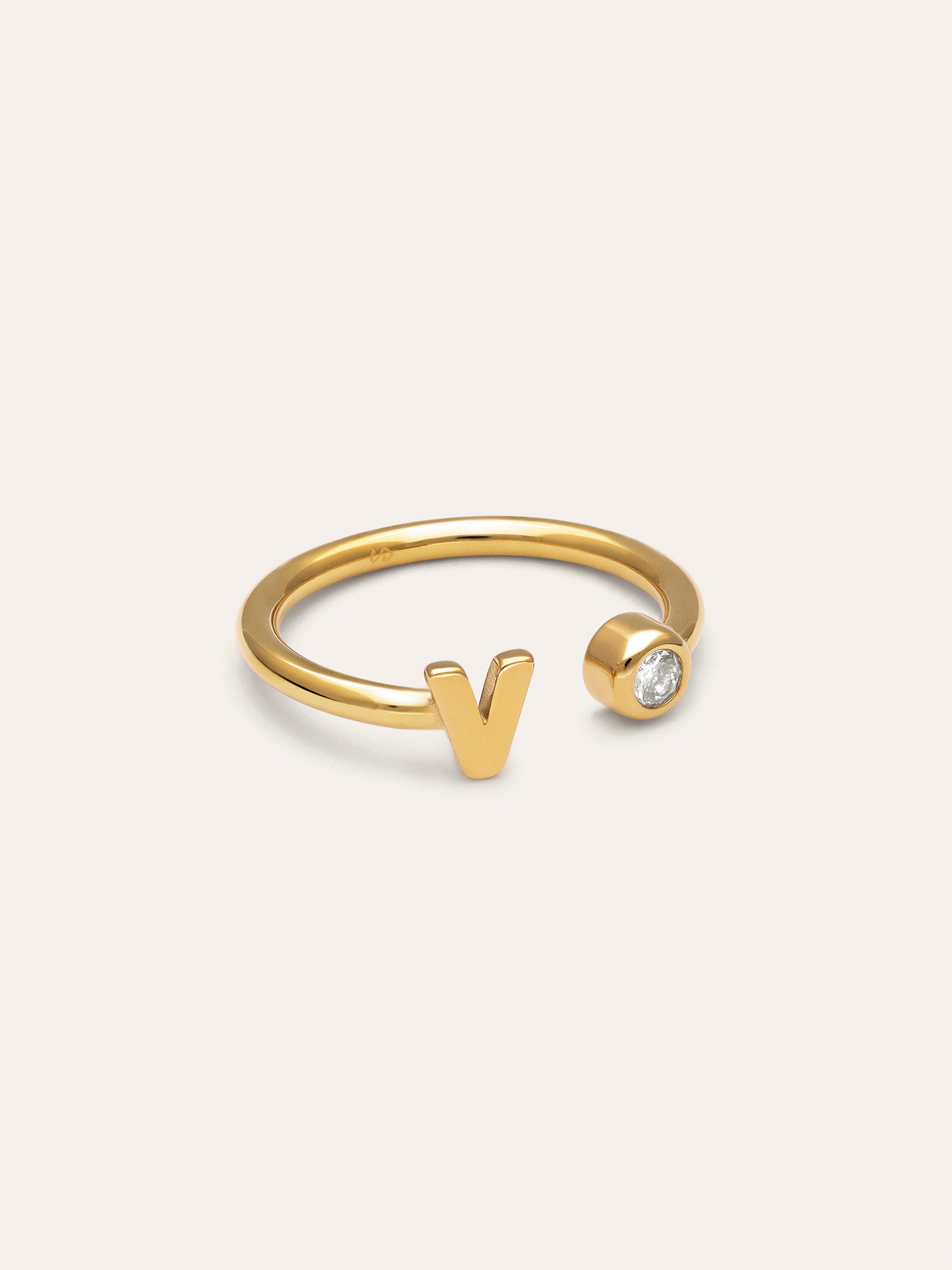 Personalized Ring Letter Spark Steel 18kt Gold Plated
