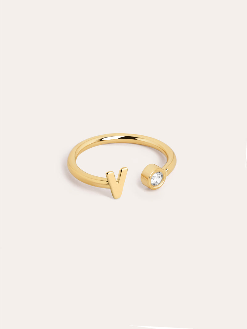 Personalisierter Letter Spark Ring Silber, vergoldet
